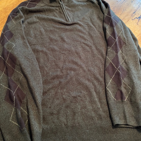 GEOFFREY BEENE Men's grey/green Extra Soft Front zip Argyle sleeve sweater NWT - Picture 5 of 8